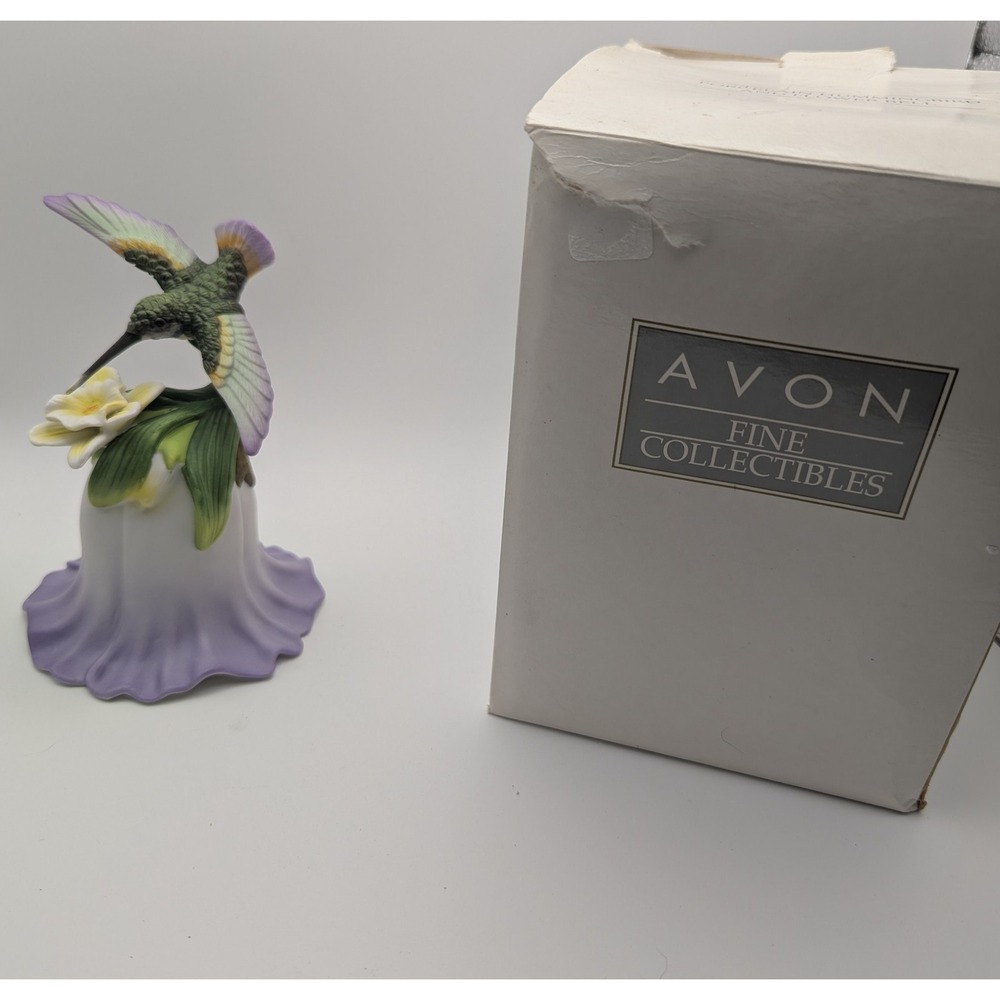 Vtg 2000 Avon Collectibles‎ Hummingbird Bell Porcelain Flower Daffodil Spring